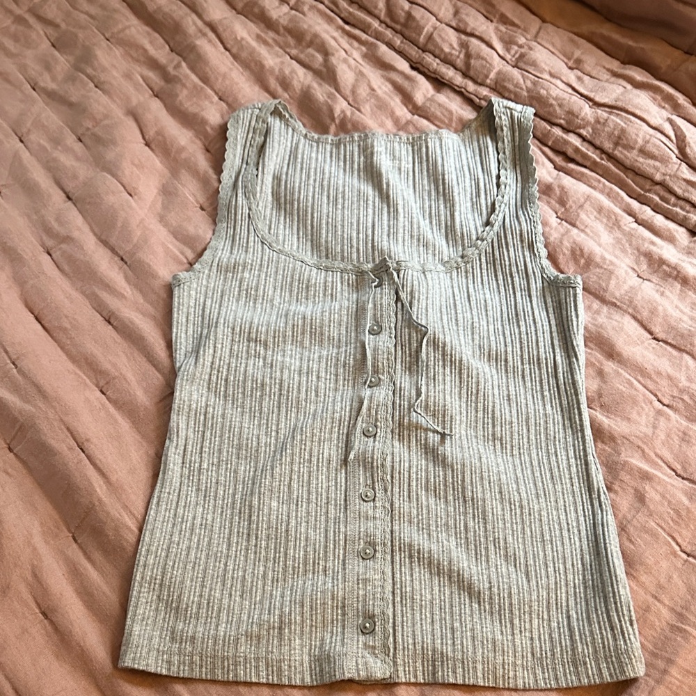 Aerie Gray Sleeveless Ribbed Top